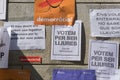 Barcelona, Catalonia, September 24, 2017: Banners on street claming justice and democracy Royalty Free Stock Photo