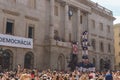 Barcelona, Catalonia - 24, September 2017: Castellers during the celebration of Merce del La in Barcelona. History, festival. Royalty Free Stock Photo
