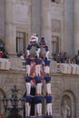 Barcelona, Catalonia - 24, September 2017: Castellers during the celebration of Merce del La in Barcelona. History, festival. Royalty Free Stock Photo