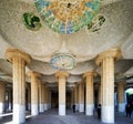 Barcelona. Catalonia. Spain. Columns and Domes of Hypostyle Room in Park Guell Royalty Free Stock Photo