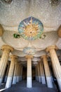 Barcelona. Catalonia. Spain. Columns and Domes of Hypostyle Room in Park Guell Royalty Free Stock Photo