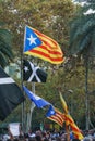 Barcelona, Catalonia, Spain, October 10, 2017: people on rally support