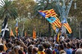 Barcelona, Catalonia, Spain, October 10, 2017: people on rally support