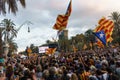 Barcelona, Catalonia, Spain, October 10, 2017: people on rally support