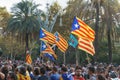 Barcelona, Catalonia, Spain, October 10, 2017: people on rally support