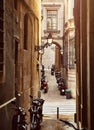 Barcelona, Catalonia, Spain. Narrow street Royalty Free Stock Photo