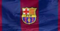 A waving flag of the FC Barcelona a professional football club that competes in La Liga.