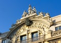 Barcelona, Catalonia / Spain - Sept. 7, 2016: a closeup of the facade of The Old Customs House at Port Vell in Barcelona, Spain Royalty Free Stock Photo