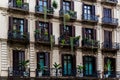 Barcelona, Catalonia, Spain, September 22, 2019. Details of the exterior historical buildings. Ancient bas-reliefs on the windows