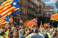 Barcelona, Catalonia, Spain, September 11, 2017: Rally support for independence Royalty Free Stock Photo