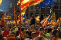 Barcelona, Catalonia, Spain, September 11, 2017: Rally support for independence Royalty Free Stock Photo