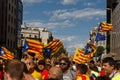 Barcelona, Catalonia, Spain, September 11, 2017: Rally support for independence Royalty Free Stock Photo