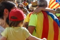 Barcelona, Catalonia, Spain, September 11, 2017: Rally support for independence Royalty Free Stock Photo