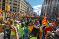 Barcelona, Catalonia, Spain, September 11, 2017: Rally support for independence Royalty Free Stock Photo