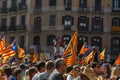 Barcelona, Catalonia, Spain, September 11, 2017: Rally support for independence Royalty Free Stock Photo