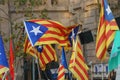 Barcelona, Catalonia, Spain, September 21, 2017: Riots of catalan people protesting Royalty Free Stock Photo