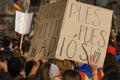 Barcelona, Catalonia, Spain, September 21, 2017: Riots of catalan people protesting Royalty Free Stock Photo