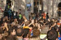 Barcelona, Catalonia, Spain, September 21, 2017: Riots of catalan people protesting Royalty Free Stock Photo