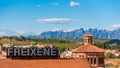 BARCELONA, CATALONIA, SPAIN - SEPTEMBER 11, 2017: View of the building in the valley of the mountains of Montserrat.