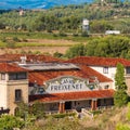 BARCELONA, CATALONIA, SPAIN - SEPTEMBER 11, 2017: View of the building in the valley of the mountains of Montserrat.