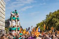 Young people during a `Castellers` performance, a traditional sport based on creating human towers.