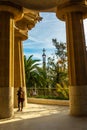 Barcelona, Catalunya ,Spain - Dicember 01, 2018: Park Guell by architect Gaudi. Parc Guell is the most important park in Barcelona Royalty Free Stock Photo