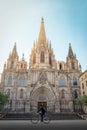 Barcelona, Cathedral with cyclist in foreground