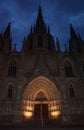 Barcelona Cathedral located in Gothic Quarter at night Royalty Free Stock Photo