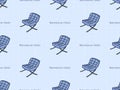 Barcelona Chair seamless pattern on blue background