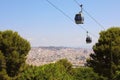 Barcelona city aerial view with Montjuic cable car Teleferic de Montjuic, Barcelona, Catalonia, Spain Royalty Free Stock Photo