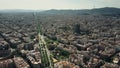 Barcelona city aerial view on a sunny day, Spain. Famous Sagrada Familia - Basilica and Expiatory Church of the Holy Royalty Free Stock Photo