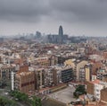 Barcelona city in a dull, murky day Royalty Free Stock Photo
