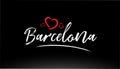 barcelona city hand written text with red heart logo