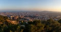 Barcelona city panorama during sunset Royalty Free Stock Photo