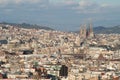 Barcelona city and sagrada familia overview roofs