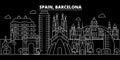 Barcelona city silhouette skyline. Spain - Barcelona city vector city, spanish linear architecture. Barcelona city