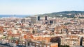 Barcelona city skyline in spring evening Royalty Free Stock Photo