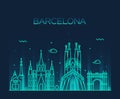 Barcelona City skyline Trendy vector line art