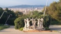 Barcelona city view with montjuic standing sculptures