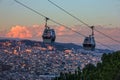 Barcelona city view, Spain. Cable car Royalty Free Stock Photo