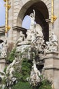 Barcelona ciudadela park lake fountain with golden quadriga of Aurora