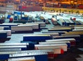 Barcelona commercial port, containers, trucks Royalty Free Stock Photo