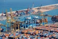 Barcelona Commercial Port seen from Above with Container Depot Royalty Free Stock Photo