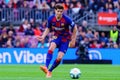 Sergi Roberto plays at the La Liga match between FC Barcelona and Deportivo Alaves