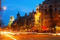 Barcelona. Evening view of Passeig de Gracia Royalty Free Stock Photo