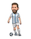 Caricature argentina national football player, lionel messi vector sketch illustration, isolated style