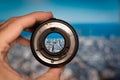 Barcelona general view through camera lens, photography and travel Royalty Free Stock Photo