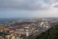Barcelona industrial cargo port aerial view