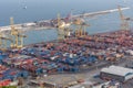 Barcelona industrial cargo port aerial view