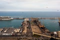 Barcelona industrial cargo port aerial view